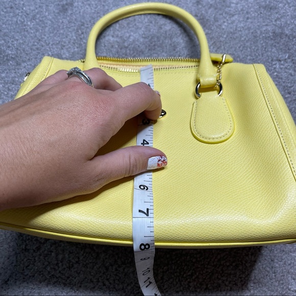 COACH Canary Yellow Bennett Pebbled Leather Barrel Style Top Handle Handbag - Picture 12 of 12